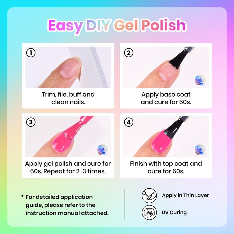 beetles Neon Gel Polish Set - Neon Summer Collection, Green Blue Purple 25 Summer Bright Colors Rainbow Gel Polish with Base Glossy Matte Top Coat UV LED Soak Of Gifts for Women 4th of July Nails