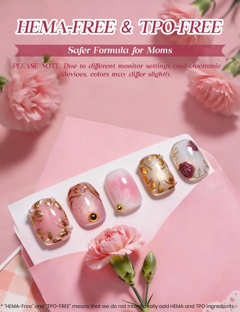 Beetles Gel Nail Polish Set - Refined Everyday 5 Colors Pink Purple Nude Cat Eye Gel Polish Kit, HEMA Free & TPO Free Soak Off UV LED Mother's Day Nail Gel Gifts Set for Women Mom