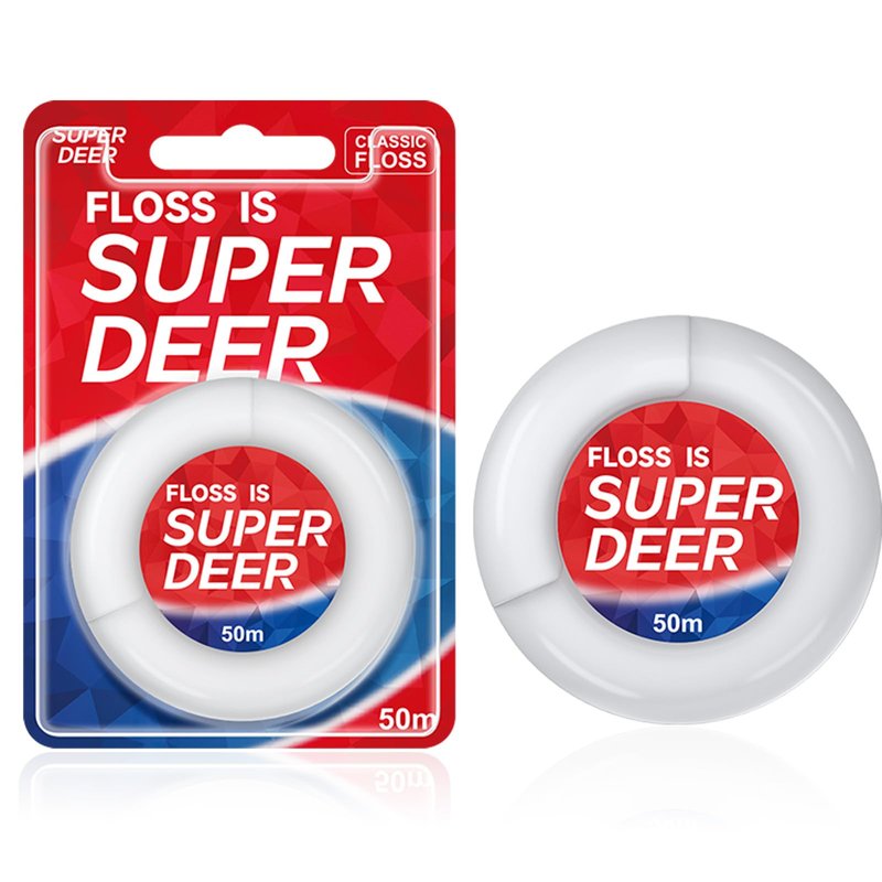 Super Deer Waxed Dental Floss, Plaque Remover for Teeth, Shred Resistant, Floss Slides Smoothly, Easy to Use, Waxed, Deep Cleaning Teeth, Oral Care, for Adults & Kids, 1 Pack, 55 yd (1)
