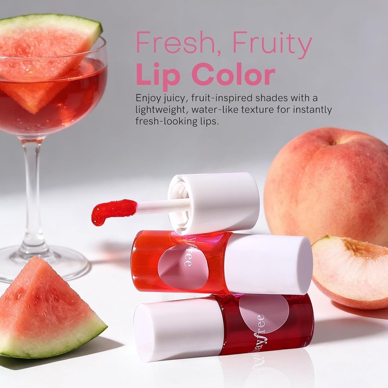 bayfree Lip Tint Stain Set, 2 PCS Korean Water Tint Lightweight Non-sticky, Waterproof Long Lasting Liquid Blush & Lip Stain, Transfer-Proof, Matte Finish Lip Color Makeup (juicy)