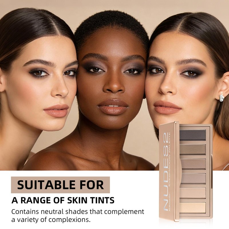 Bekoeen Neutral Nude Eyeshadow Palette with Mirror, 6 Colors Eye Shadow Palettes Velvety Matte Finish, Highly Pigmented, Long-Lasting, Eye Shadow for Daily Natural Makeup, Soft Glam & Mature Eyes