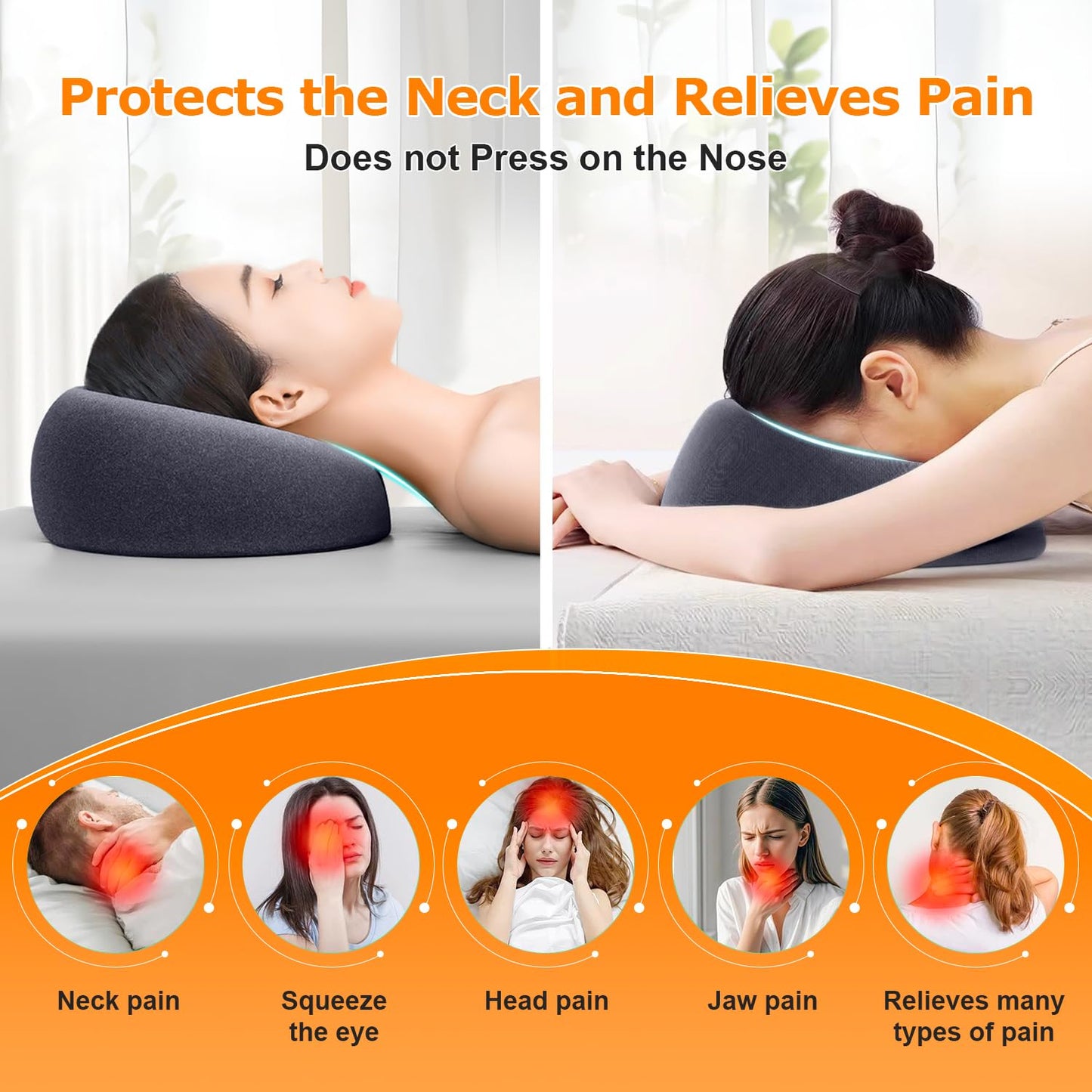 SKYIMOOO Face Down Pillow, Massage Headrest for Bed, Massage Face Cradle for Bed, BBL Pillow After Surgery Post Eye Surgery Vitrectomy Recovery (Dark Grey)