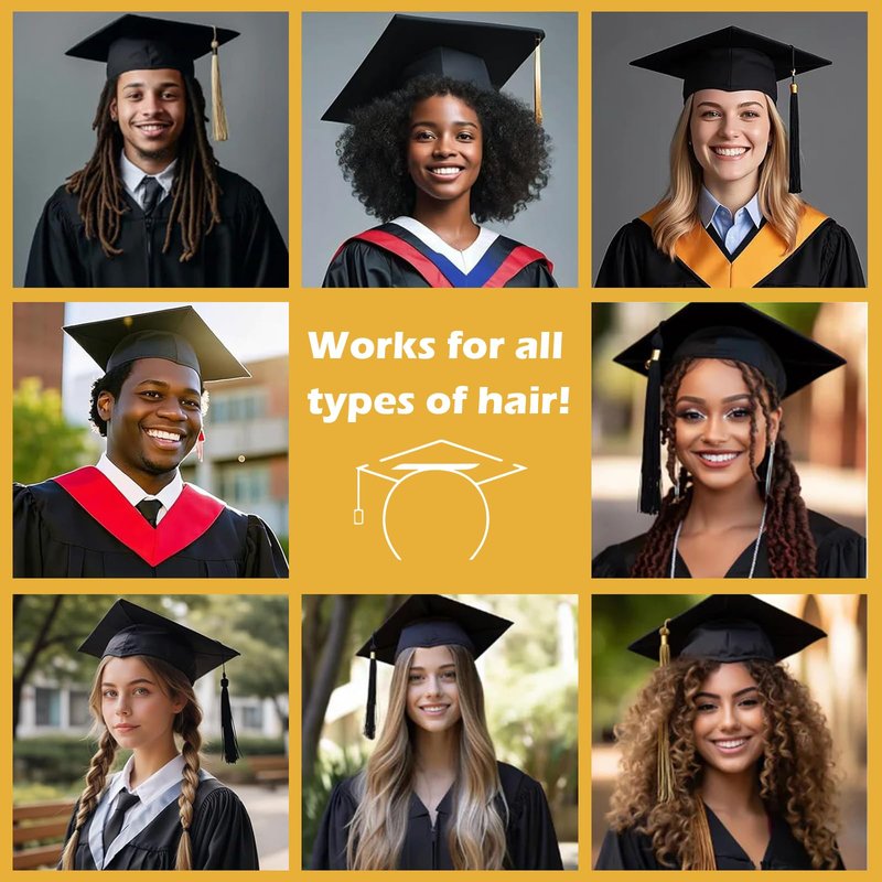 LIHELEI Graduation Cap Headband, Pro-Grip Stabilizer Grad Cap Headband Insert for Suitable for All Hairstyles-2 Pack White