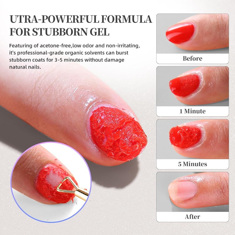 Gel Nail Polish Remover - Fast-Acting Acetone-Free Formula for Gentle DIY Removal | 15ml