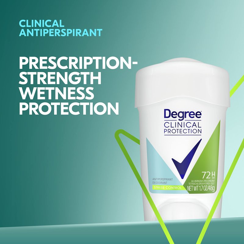 Degree Clinical Protection Antiperspirant Deodorant 72-Hour Sweat & Odor Protection Stress Control Antiperspirant for Women 1.7 oz