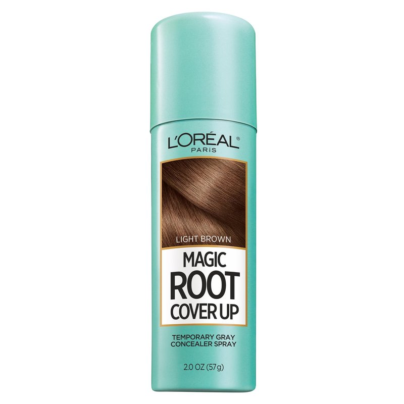 L'Oreal Paris Magic Root Cover Up Gray Hair Spray, 100% Gray Hair Coverage with Buildable, Lightweight, Transfer-Resistant, and Temporary Formula, Ammonia-Free, Light Brown, 2 oz (1 Count)