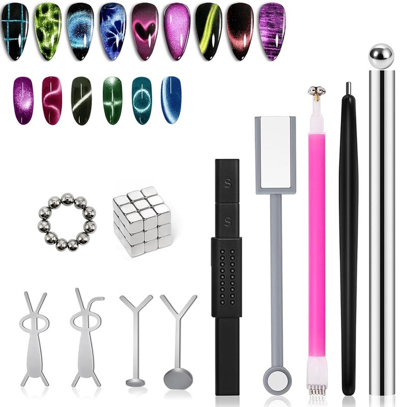 Skiennix Cat Eye Magnet Set - 12 PCS Nail Art Tools for Stunning Gel Polish Effects
