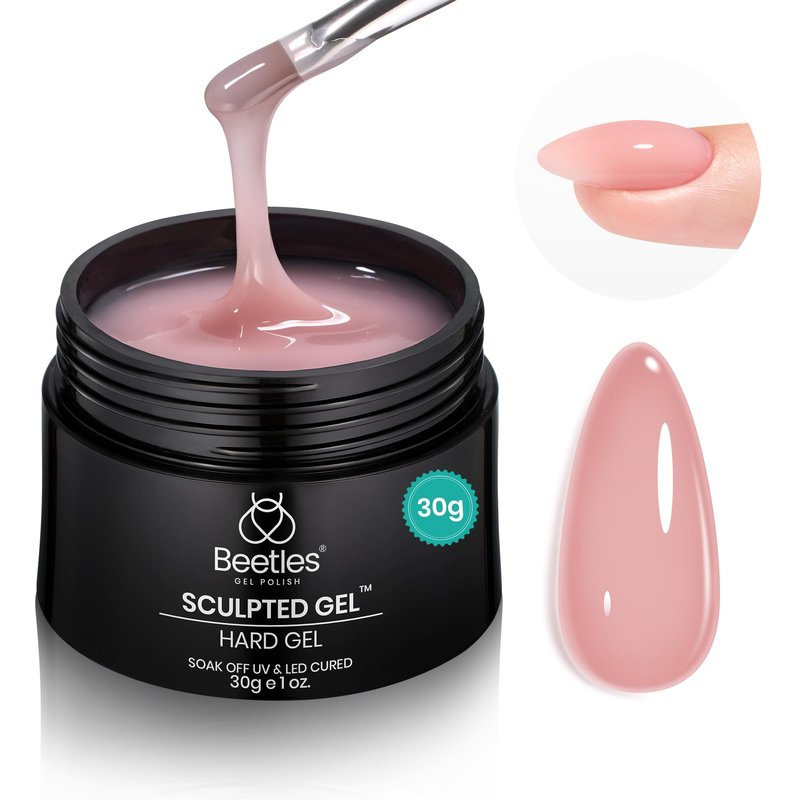 Beetles Hard Gel for Nails-Rose Dusk 1 oz 9 in 1 Nail Extension, Sculpting, High Hardness for Salon Professionals, Pink Builder Nail Gel, UV & LED Lamp Needed