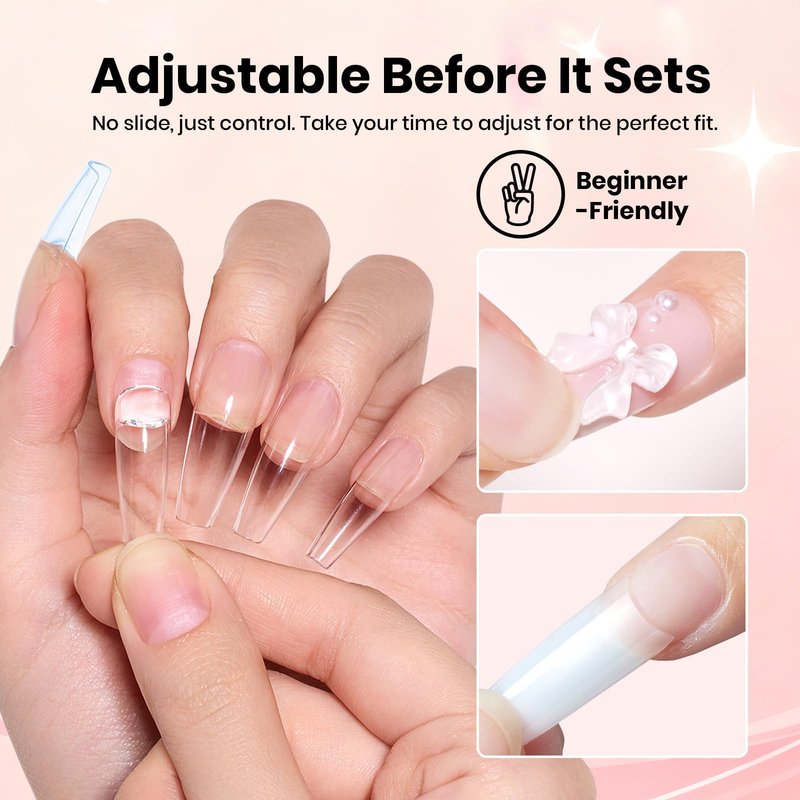 Beetles Super Strong Nail Glue 10g for Press On Nails, No Uv Lamp Needed, Quick Drying, Long Lasting, Easy Control Semi Solid Nail Glue for False Acrylic Nails