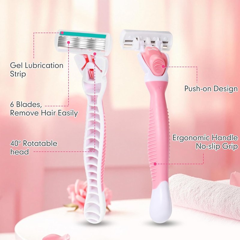 Lasnten 16 Pcs Women Razor 6 Blade Shaving Razor Kit, 1 Handle and 15 Cartridge Refills for Women Lady Sensitive Skin
