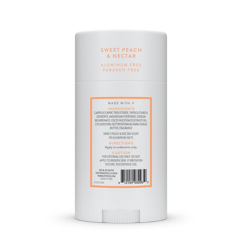 Native Deodorant Contains Naturally Derived Ingredients, 72 Hour Odor Control, Deodorant for Women and Men, Aluminum Free, Sweet Peach & Nectar 2.65oz