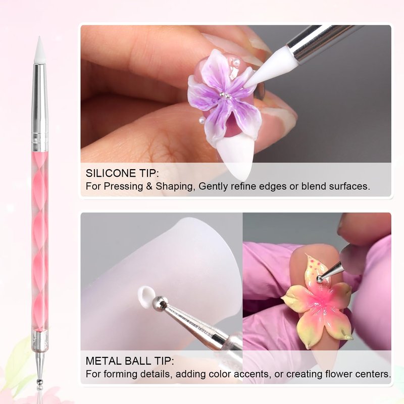 3D Nail Art Sculpting Tools Set - Dual-Head Carving Pens with Silicone Finger Sleeves | DIY Manicure Supplies