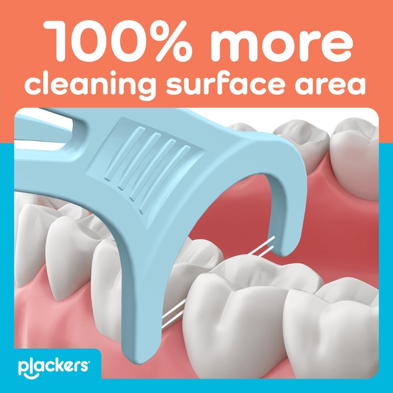 Plackers® Twin Line® Floss Picks with Tuffloss® Fiber & FlipPick®, Intense Mint, Double-Line Flosser for Effective Plaque Removal, 75 Count