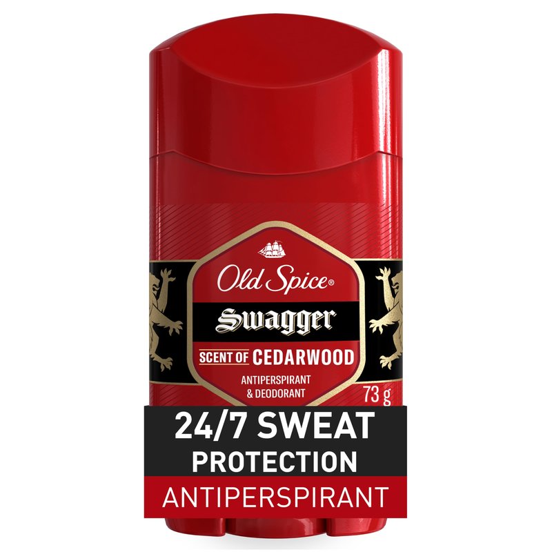 Old Spice Antiperspirant Deodorant for Men, 24/7 Sweat & Odor Protection, 24/7 Lasting Freshness, Invisible Solid, Swagger with Cedarwood Scent, 3.4 oz