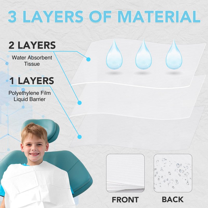 480 Pack Disposable Dental Bibs 13"x18", 3-Ply Waterproof Tattoo Bibs Sheet for Nail Salon, Dental Clinic, Feeding, Tattoo Shop (White)