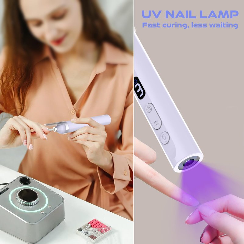 Acrylic Nail Kit, Portable Electric Nail File Set for Acrylic Gel Nails, Manicure Pedicure Tool Nail Drill Bits with Nail Drill Bits Sanding Bands,Top Choice for Valentine's Day Gifts (Purple)