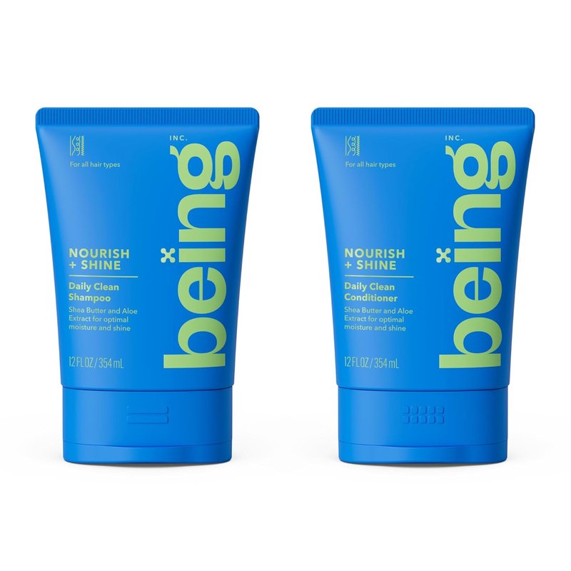 NOURISH + SHINE Daily Clean Shampoo & Conditioner Set - 354mL with Shea Butter & Aloe Extract