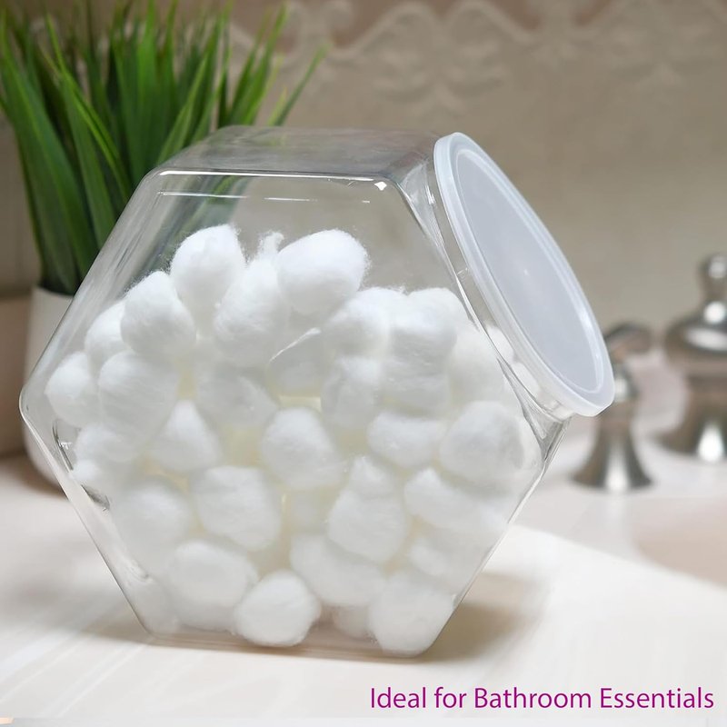 DilaBee 1 Gallon Hexagon Cookie Jars - 2-Pack Clear Plastic Candy Containers with Lids | BPA-Free for Kitchen & Office