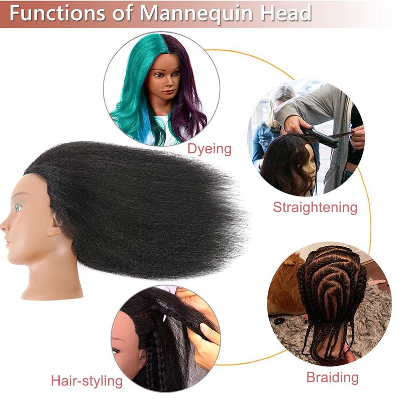 Mannequin Head with Human Hair Manikin Head 16 inch 100% Real Hair Doll Head for Hair Styling Salon Training Head Cosmetology Braiding Practice Mannequin Manikin Head Hairdresser (16 Inches)