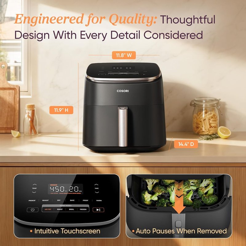 Cosori 9-in-1 TurboBlaze Air Fryer - 6 Qt PFAS-Free Ceramic Coating | Precise Heating for Even Cooking