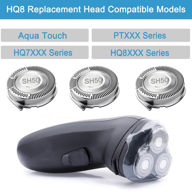 3 Pcs HQ8 Replacement Heads Compatible with Philips Norelco Shaver Blades