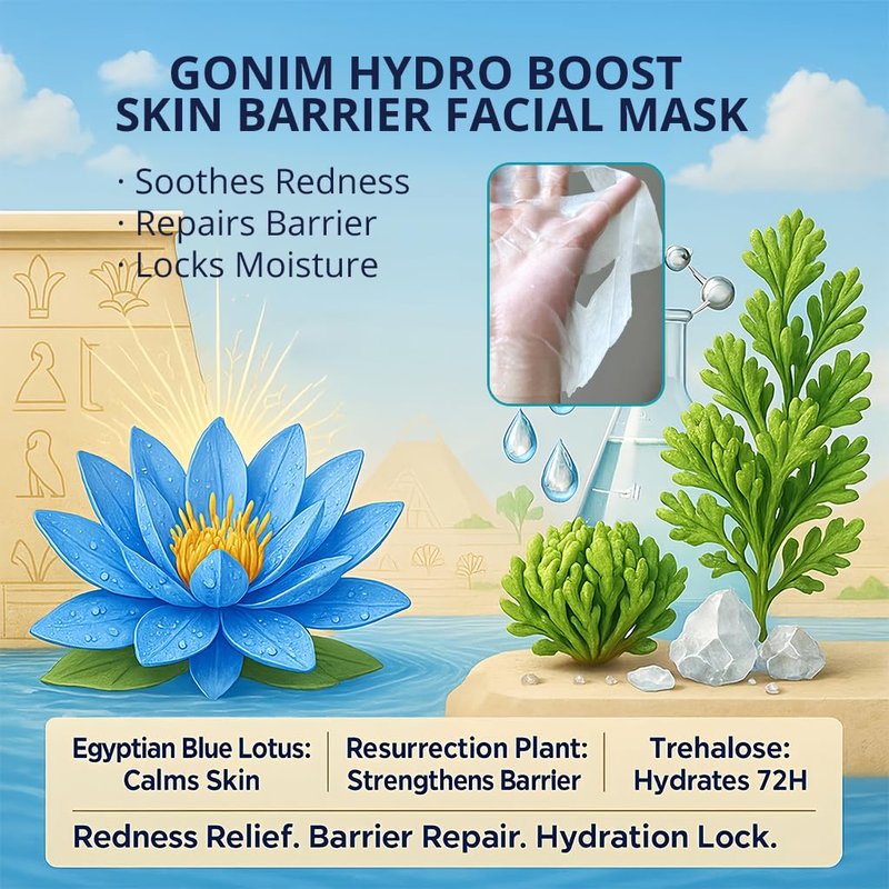GONIM Face Mask Korean Skin Care with Hyaluronic Acid Serum, Collagen Activation, Vitamin C-Face Masks Skincare Hydration, Moisturizing Sheet Mask, Travel Essentials, Korean Face Mask 30ml x5pcs