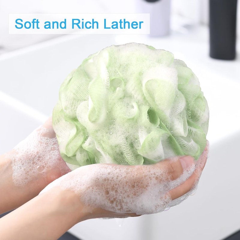 AmazerBath Loofah Sponge Set of 4 - Exfoliating Body Scrubber in Cotton Candy Colors | Large 75g Each
