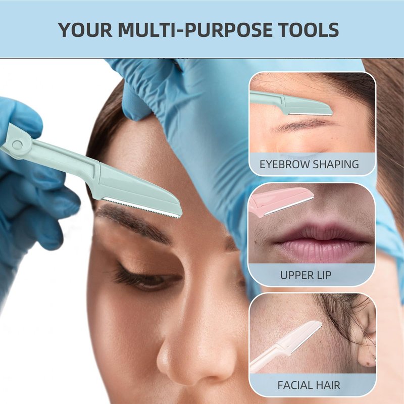 Dermaplane Razor for Women Face,Stocking Stuffers 6 pack Folding Eyebrow Razor Facial Hair Removal for Women and Men Travel,Dermaplaning Beauty Tool