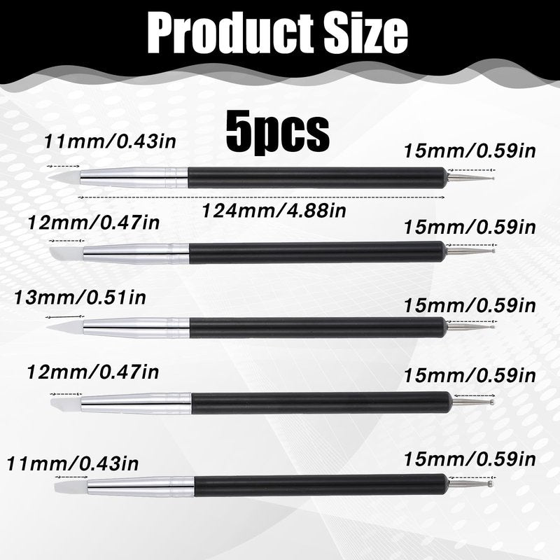 5 Pcs Nail Art Dotting Tools Dual-Ended Nail-Art Sculpture Pen Dotting Tools Dual-Head Resin Nails-Art-Tools Silicone Nail Polish Brushes Modeling Painting Tool DIY Arts (Black)