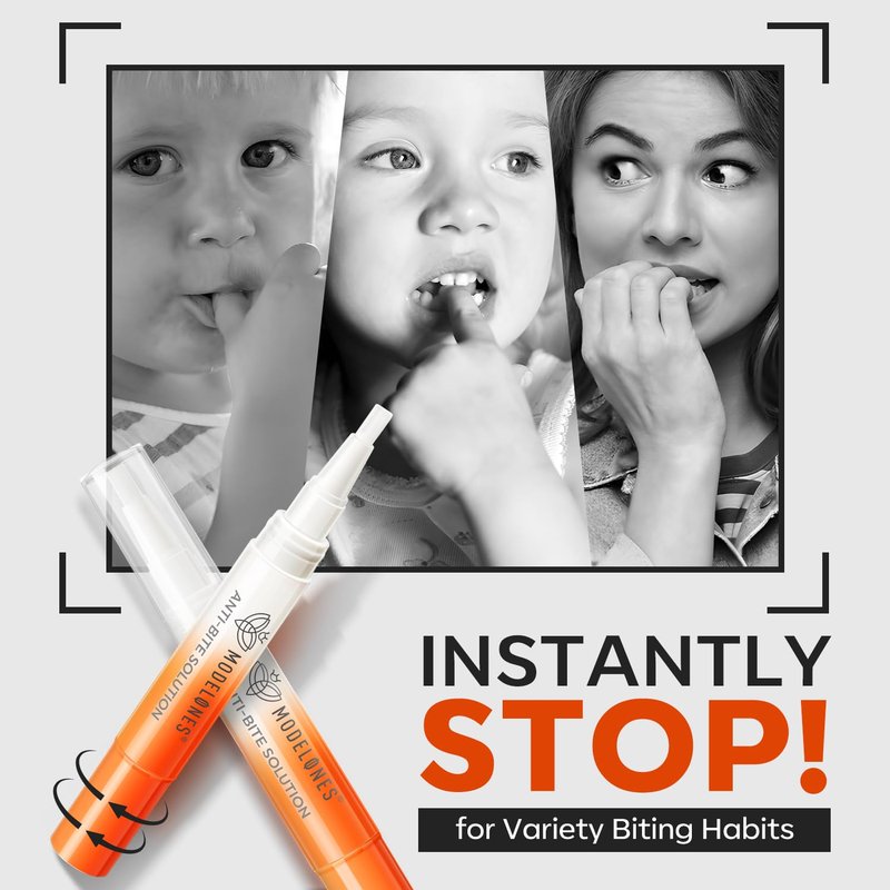 Modelones Nail Biting Prevention - Bitter Thumb Sucking Deterrent | Quick Dry No Bite Nail Polish Pen for Kids & Adults