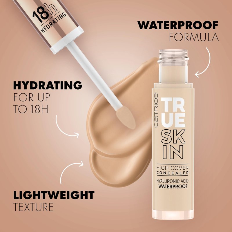 Catrice | True Skin High Cover Concealer (002 | Neutral Ivory) | Waterproof & Lightweight for Soft Matte Look | With Hyaluronic Acid & Lasts Up to 18 Hours | Vegan, Cruelty Free