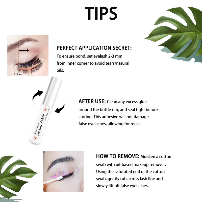 Clear Eyelash Glue Super Strong Hold Adhesive Waterproof for Sensitive Eyes False Lashes 0.18 oz