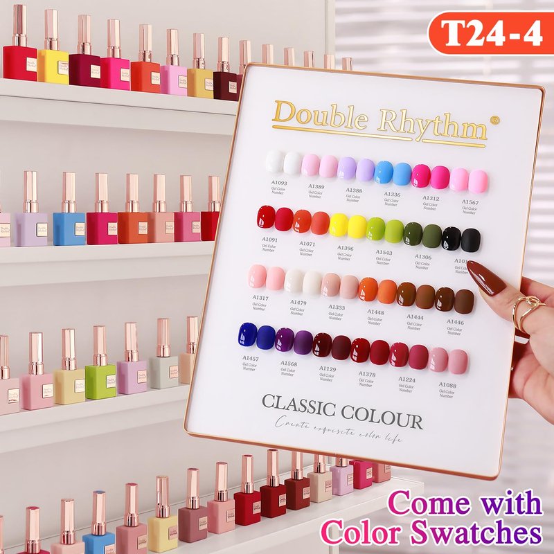 Double Rhythm 28Pcs 0.5Oz Gel Nail Polish Set Same Color Same Bottle Gel Polish Kit Nail Art Manicure Salon DIY at Home for Women (Red Pink Collection-T24-4)