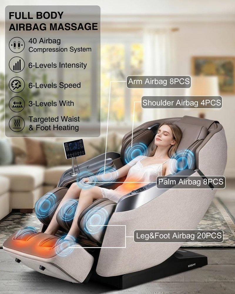 Skiennix 2026 4D Massage Chair - Full Body Shiatsu Recliner with AI Control & Heat System | Brown