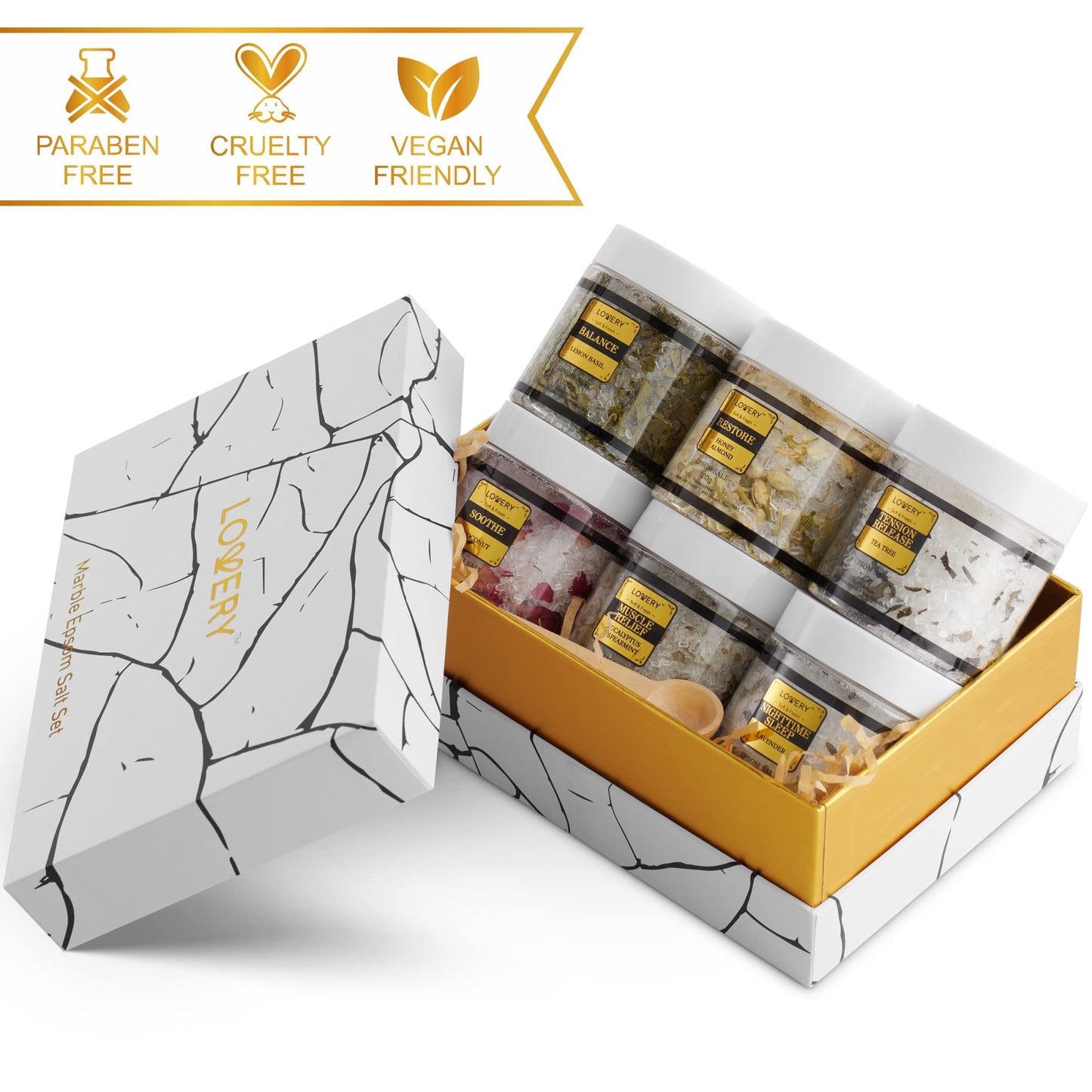 Gifts for Women Who Have Everything Spa Gift Basket, Epsom Bath Salts Gift Basket Set, Self Care Salt W/Essential Oil, Gifts for Mom, Her, Lavender, Eucalyptus, Lemon, Coconut, Tea Tree, Honey Almond