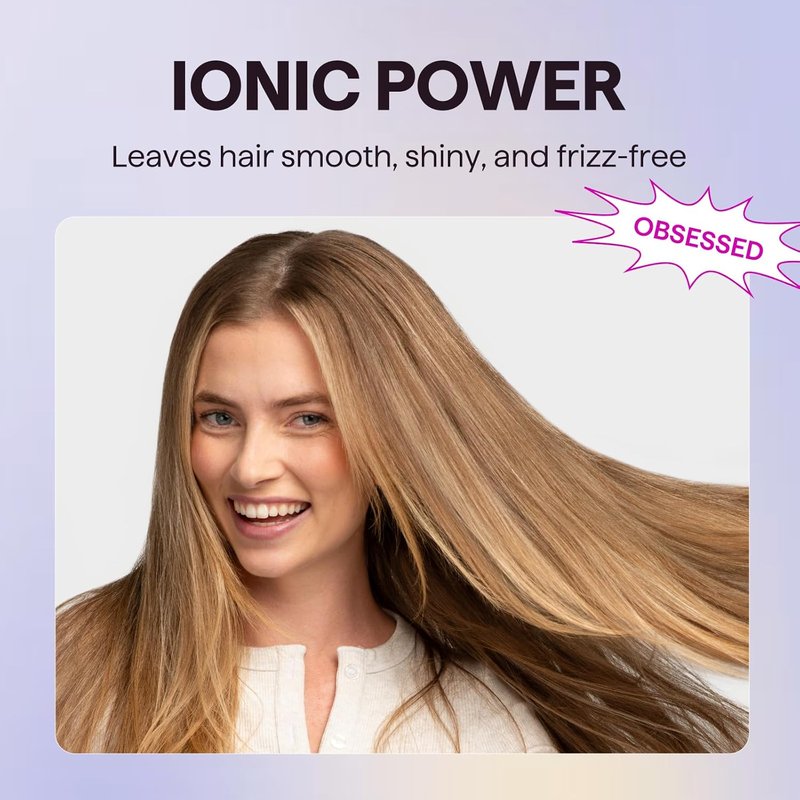 Ionic Hair Dryer for Curly Hair - 1875W Fast Drying Blow Dryer with Diffuser & 3 Attachments | Rose Gold