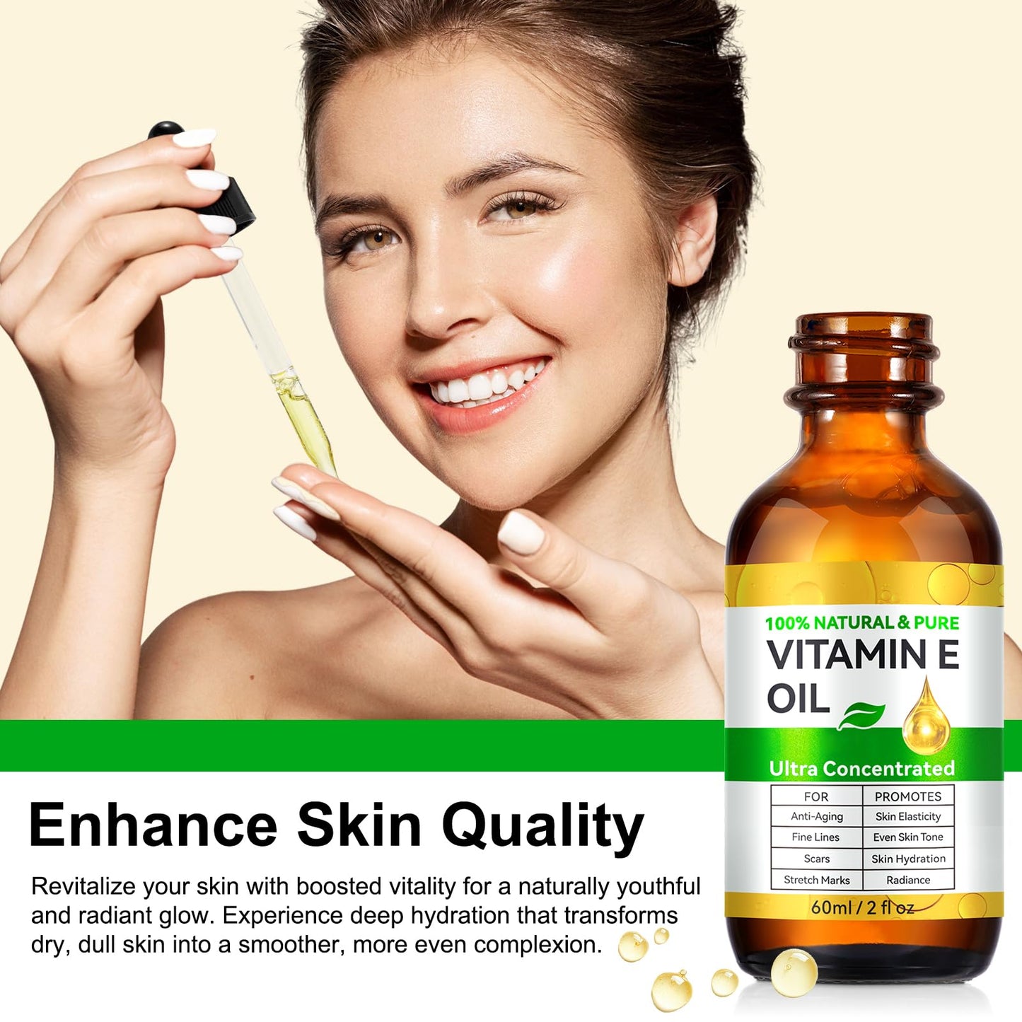 flasture Vitamin E Oil 75,000 IU – 100% Pure Natural Vitamin E for Skin, Face, Hair, Scars – Deep Moisturizing Body Oil for Dry Skin, Wrinkles – Cold-Pressed, Non-GMO,Skincare – 2 Fl Oz