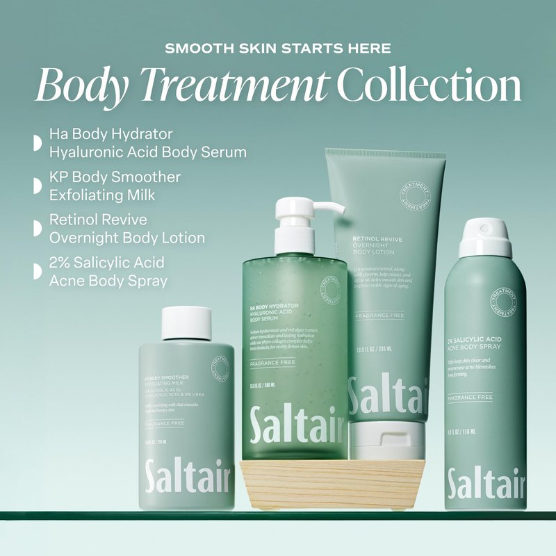 Saltair Hyaluronic Acid Body Serum – Hydrating Body Lotion for Smoother Looking Skin – Sheer Gel Moisturizer with Sodium Hyaluronate & Red Algae – Fragrance-Free HA Hydrator – 13oz Pump Bottle