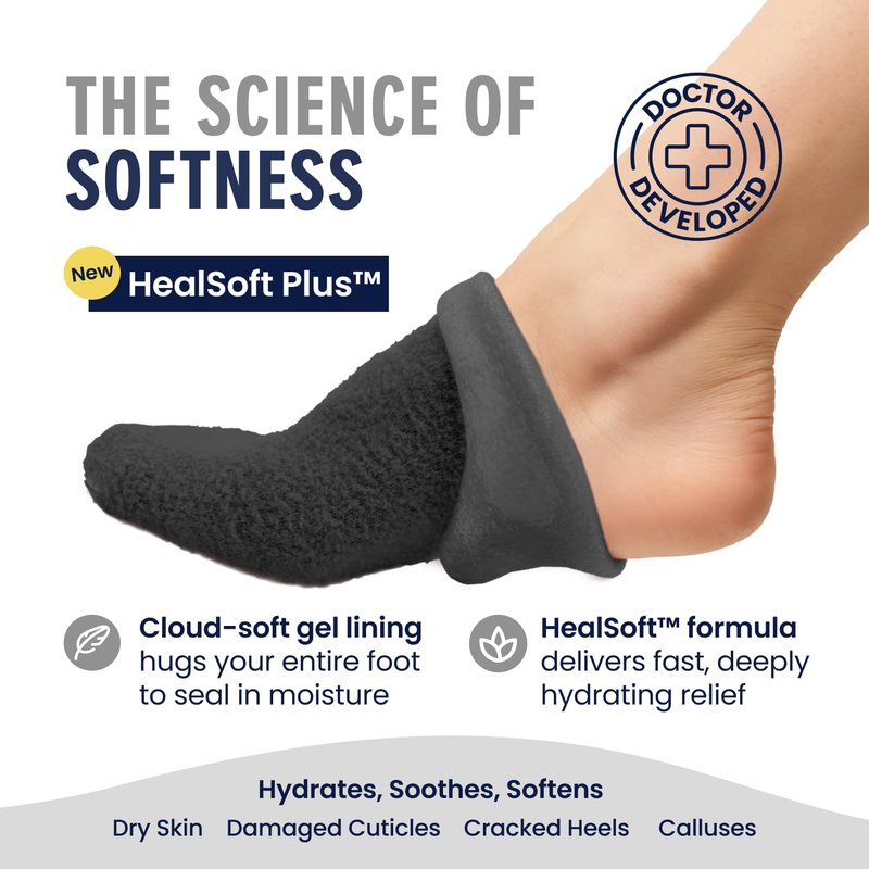 Dr. Frederick’s Original Moisturizing Gel Socks for Men & Women – Dry Feet & Cracked Heel Treatment – Full Foot Gel Lining with Mango Butter, Shea Butter, Jojoba & Coconut Oil (Obsidian Oasis)