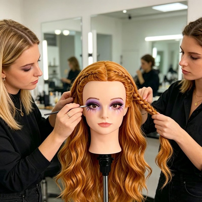 Skiennix Mannequin Head - 28" Hair Styling Practice Doll for Makeup, Cutting & Braiding