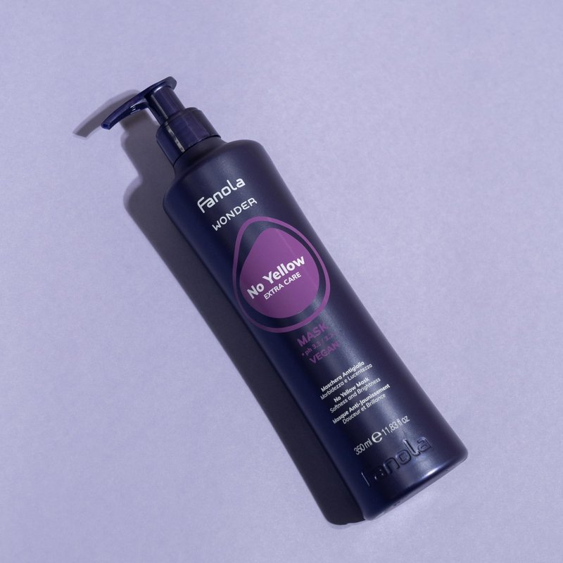 Fanola Wonder No Yellow Purple Hair Mask - Acidic pH Deep Conditioning Hair Mask for Blonde, Bleached & Grey Shades - Intense Violet Pigment Neutralizes Brassy Tones (33.8 Ounce)