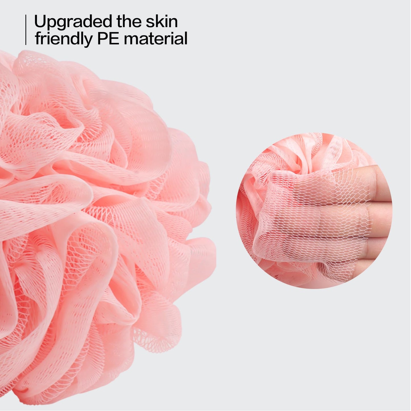 Fishent Bath Loofah Sponge, 3 Pack loofahs Exfoliating Body Scrubber, 60g Soft Mesh Pouf Shower Puffs, Loofa for Women and Men