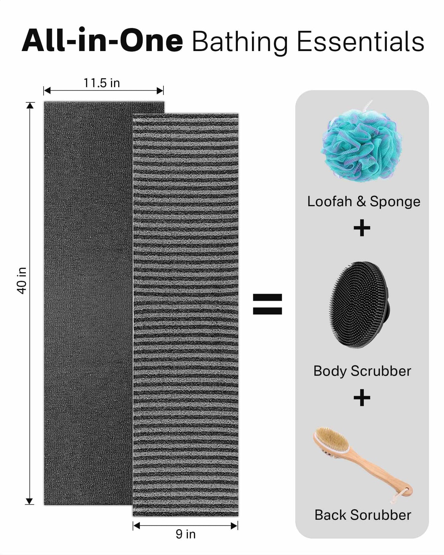 Yiclick Exfoliating Washcloth Towel, Back Scrubber for Shower for Women, Exfoliating Body Scrubber, Loofah Sponge Wash Cloth, Korean Japanese Exfoliating Shower Towel, Exfoliator Washer for Bath
