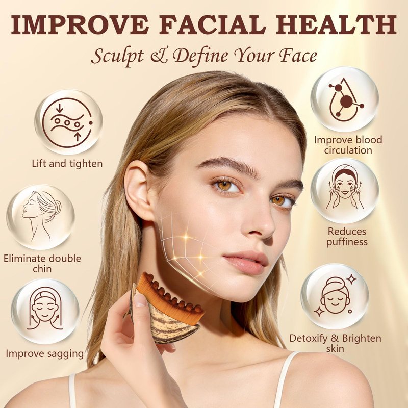 Pnctho 2026 New Lymphatic Contour Face Brush,lymphatic drainage massager for Chin & Neck, Jawline & Neck Lymphatic Massage Brush for Contouring, De-Puffing & Smoother Skin, Skin Firming