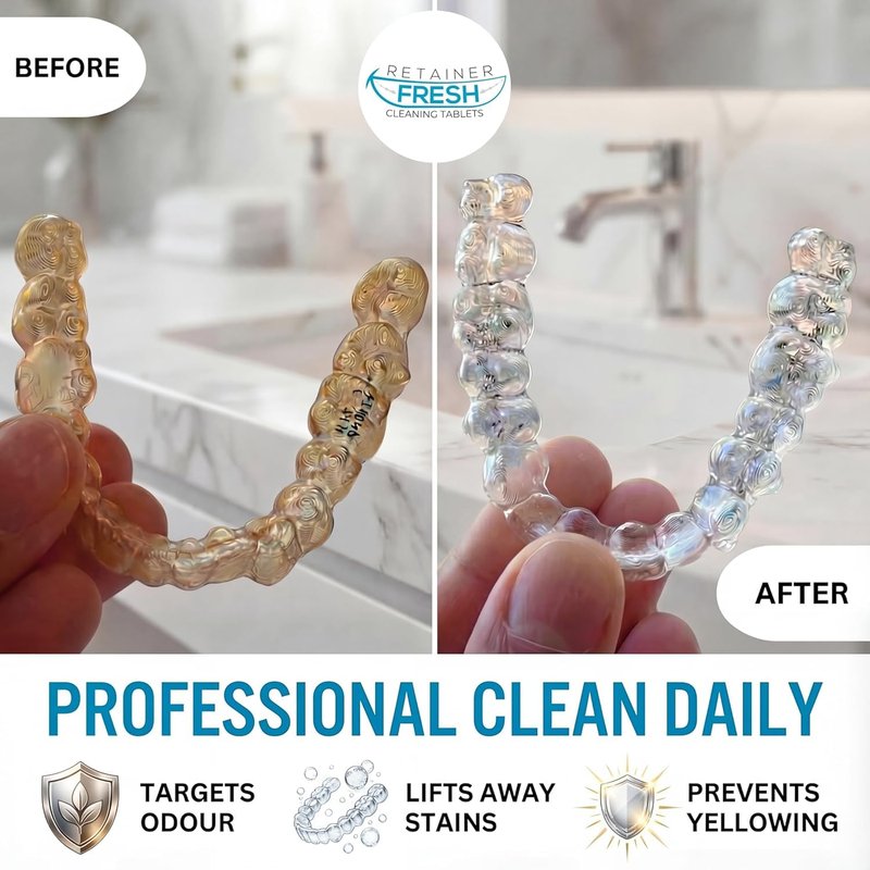 Retainer Fresh Retainer Cleaner Tablets - Denture Cleaner, Retainer Cleaning Tablets, Mouth Guard Cleaner, Aligner Cleaner, Brite Retainer Tablets 120 Tablets 4 Month