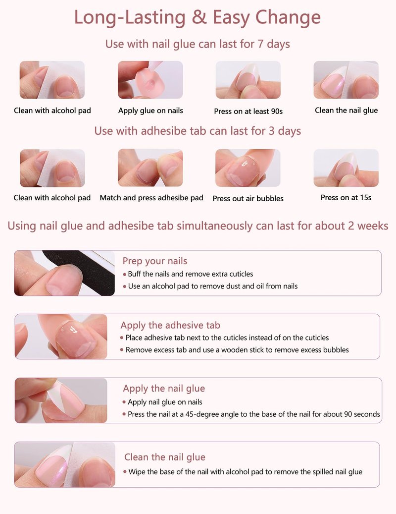 Short Square Press On Nails (Soft Sky) Reusable Natural Stick On Nails with Glue in 15 Sizes – 32 Soft Gel Fake Nails Kit