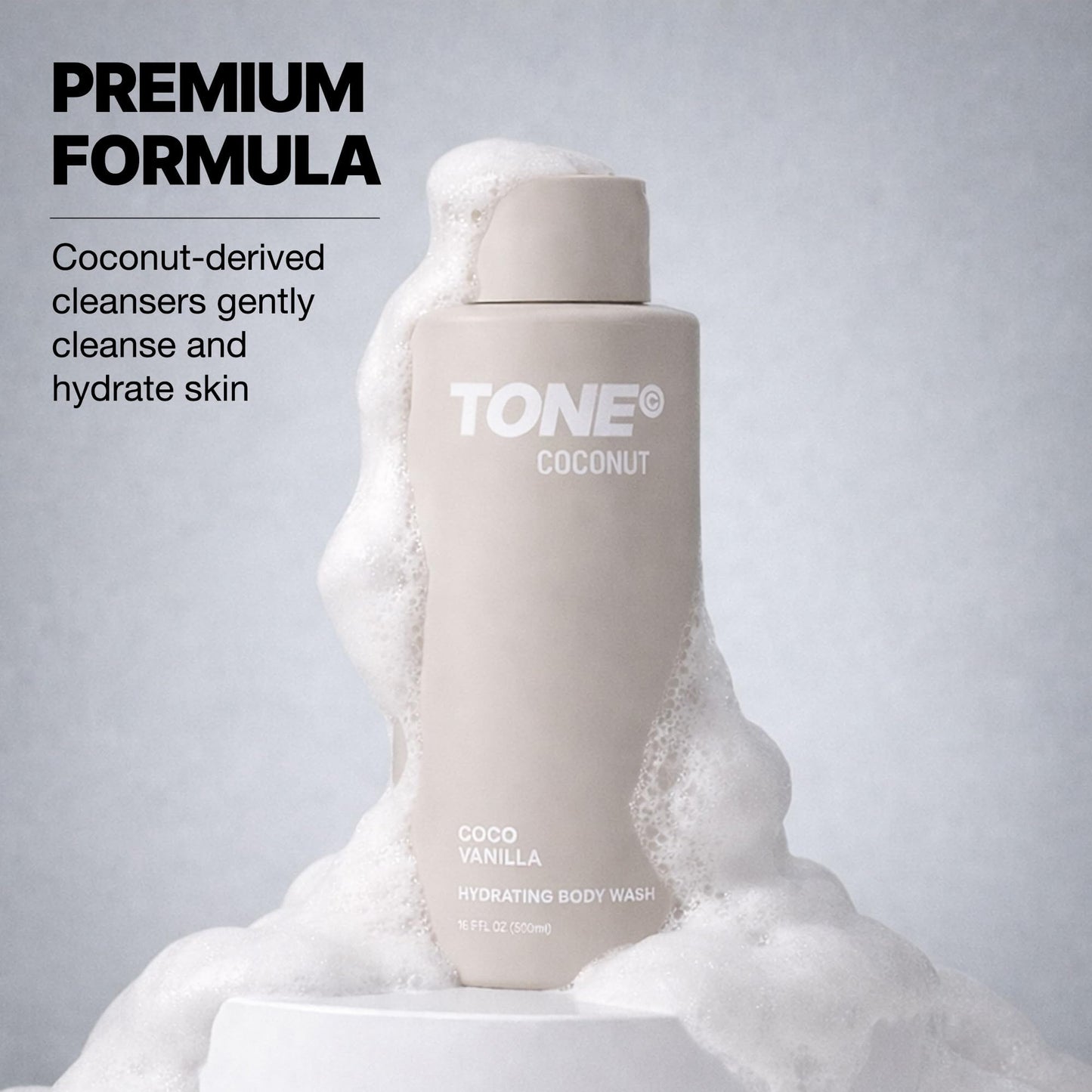 TONE Hydrating Body Wash for Men & Women, Coconut, Coconut-derived Cleansers Leaves Skin Clean, Moisturized & Refreshed, Long-lasting Iconic Scent, All Skin Types, Dermatologist-Tested, 16.9 oz