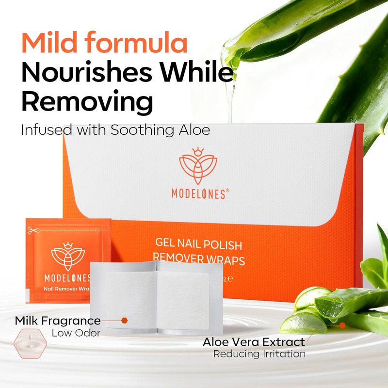 Modelones Nail Polish Remover Wraps, 80 PCS Professional Acetone U V Gel Nail Polish Remover Soak-off Lint-Free Cotton Foil Wipe Pads Gentle Manicure Removal Tools with Aloe Vera Extract