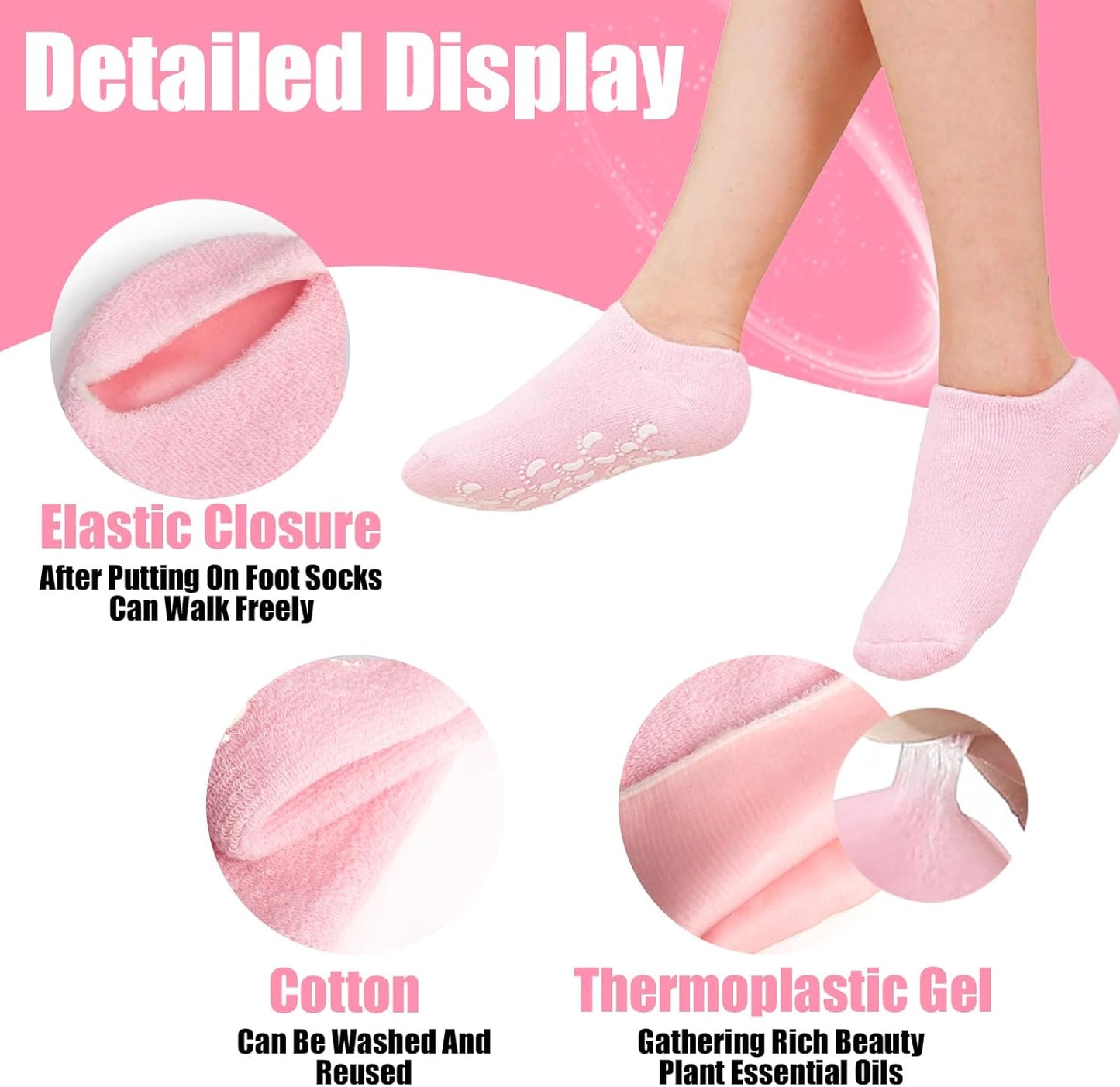 Skiennix Moisturizing Socks - Silicone Gel Socks for Softening Dry Cracked Feet | 2 Pairs