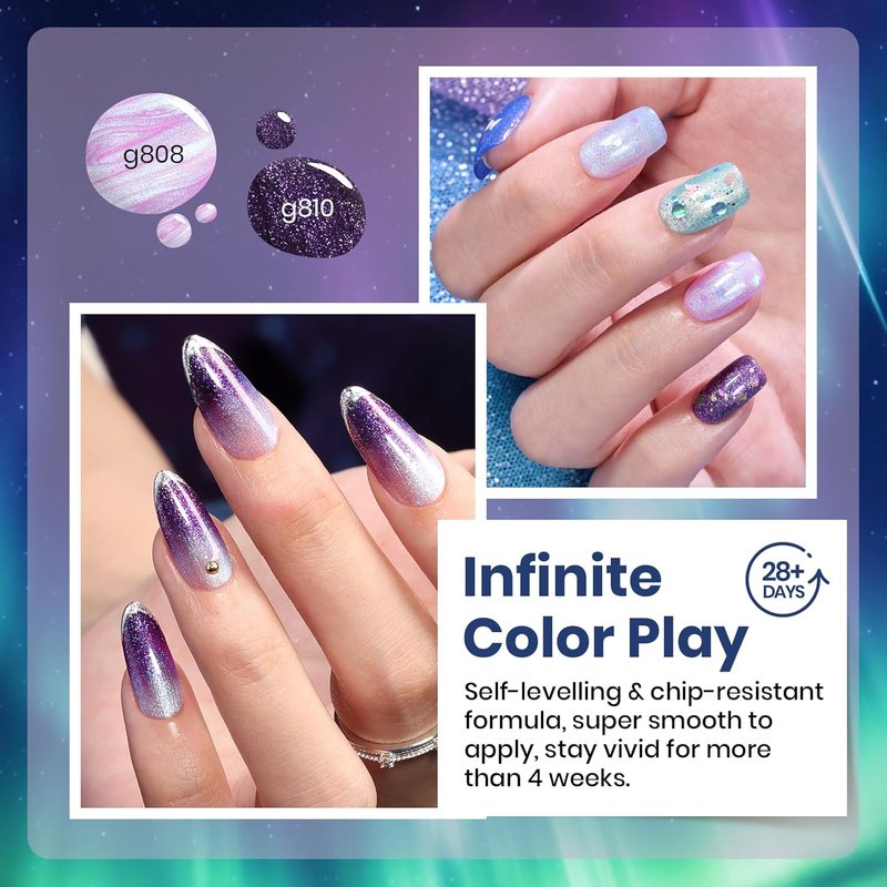 Beetles Glitter Gel Polish Set - Kaleido Galaxy 6 Colors | Shimmering UV LED Nail Art Gel for Spring Gifts
